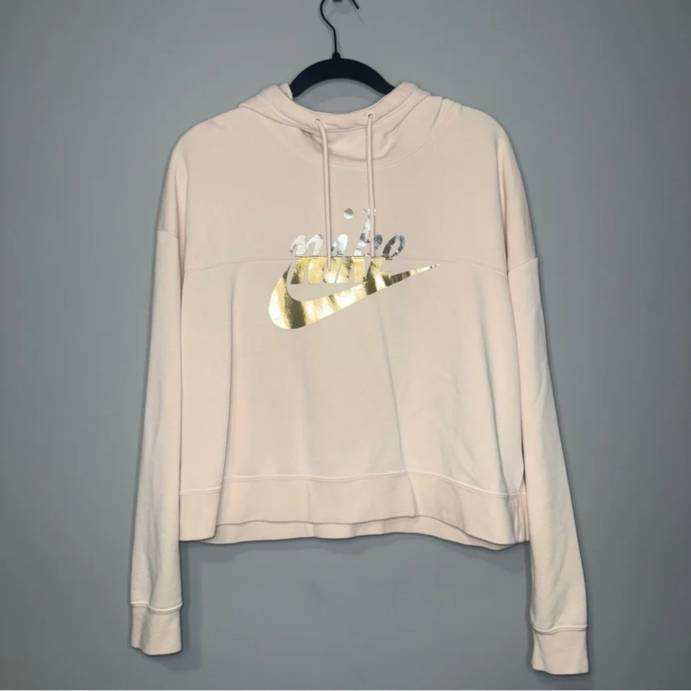 Nike Women's Pink Hoodie‎ with Metallic Logo